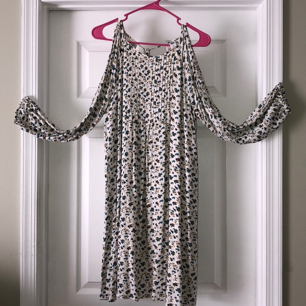 Old Navy Cream Dress with Blue Floral Pattern